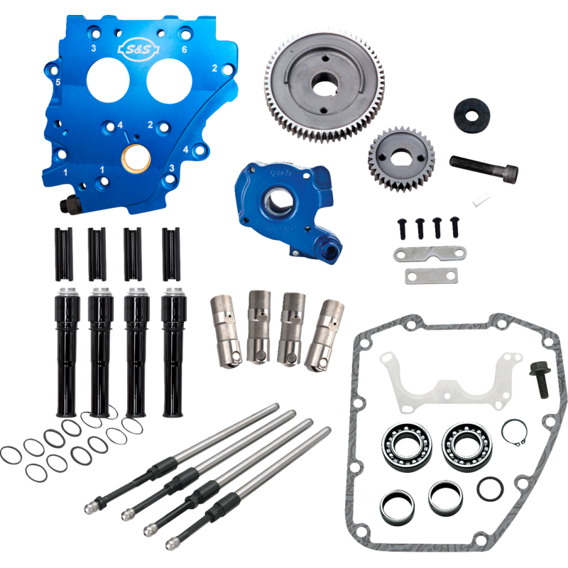 Cam Chest Kit w/o Cams Gear drive Oil cooled Blk P