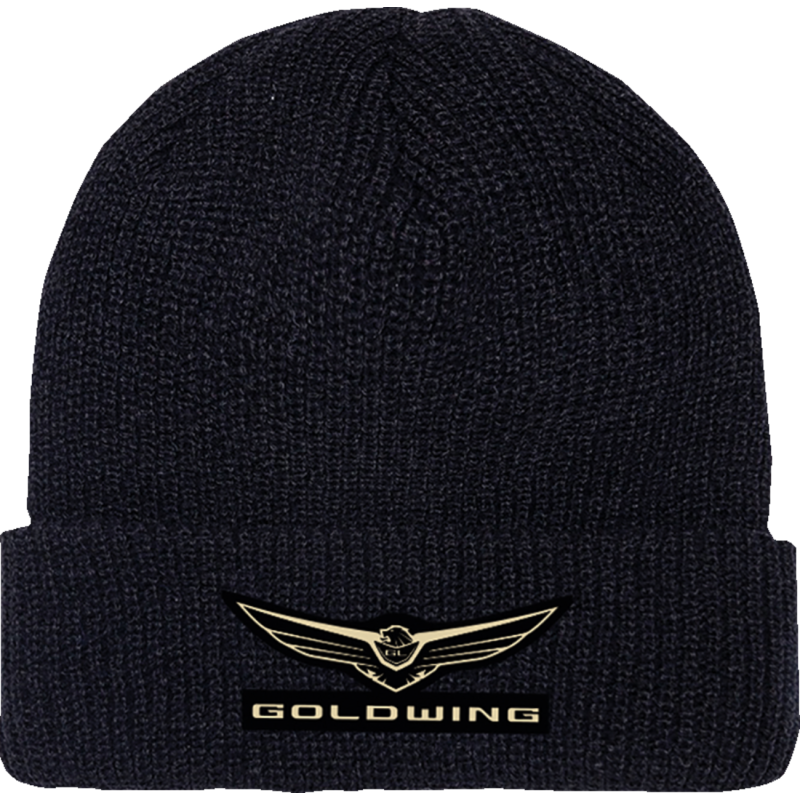 BEANIE W/POM GLDWNG BLK