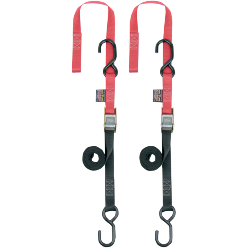 1" SOFT TYE TIE DOWNS BLACK/RED (pR)