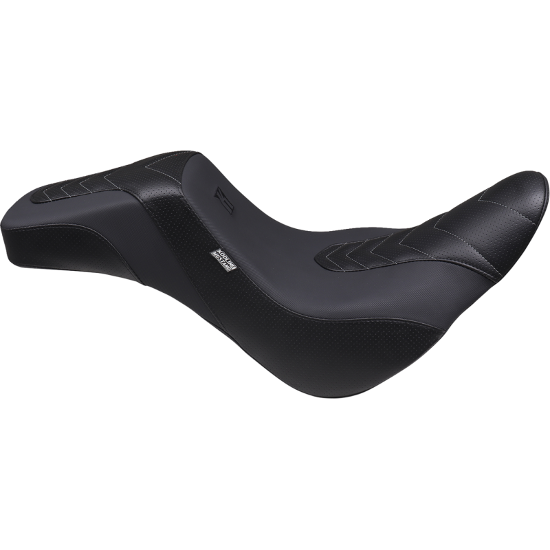 Sig Ser Sqback Grip Vinyl Chevron Grey stitch Softail 18-24