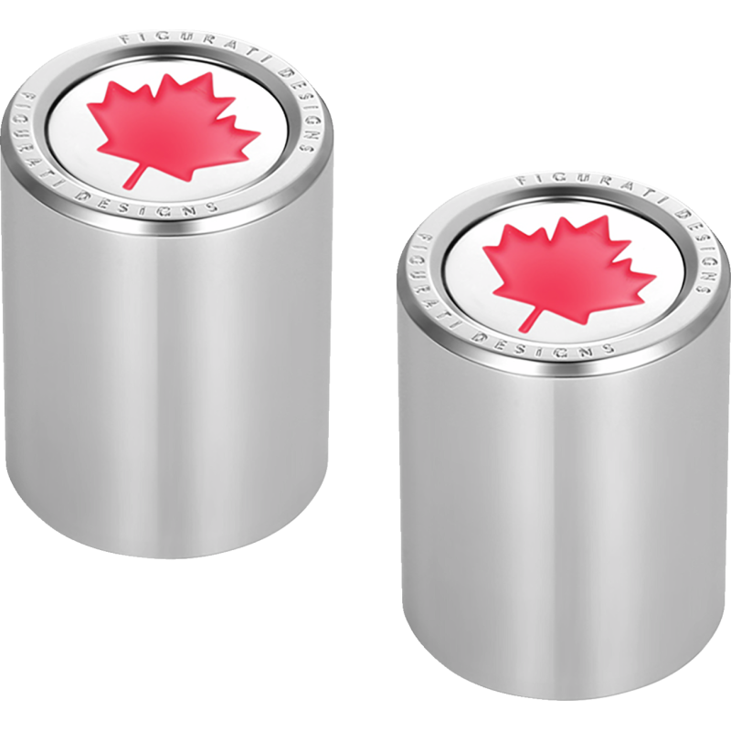 RED MAPLE LEAF DOCKING COVERS SILVER 27X32mm