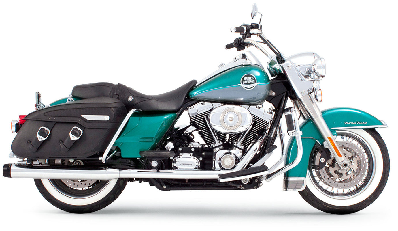 95-08 FLH TRUE DUAL 3.5" CHRM W/BLK TIPS*