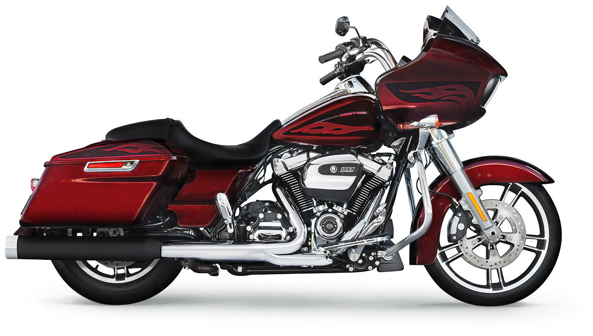 17-23 FLH 4"SO MUFFLERS BLK/CHRM END CAPS