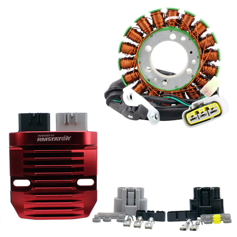 KIT STATOR + RMKIT STATOR RED MACHINED ALUMINUM MOSFET REGULATOR (TRIUMPH)