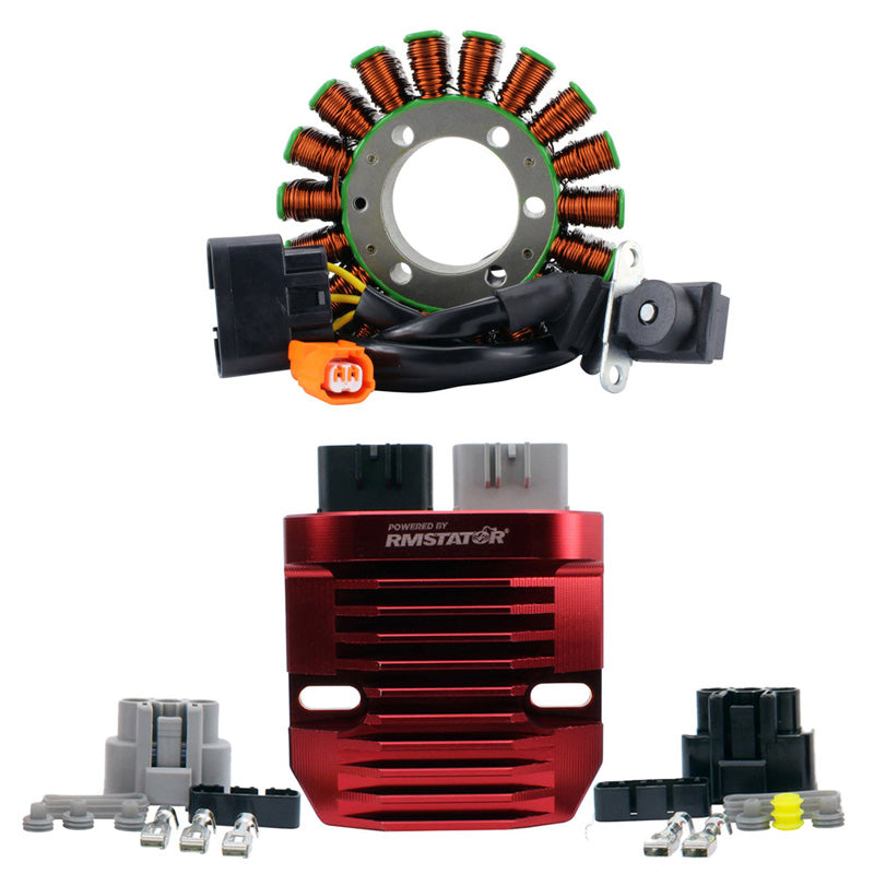 KIT STATOR + RMSTATOR RED MACHINED ALUMINUM MOSFET REGULATOR (HONDA)