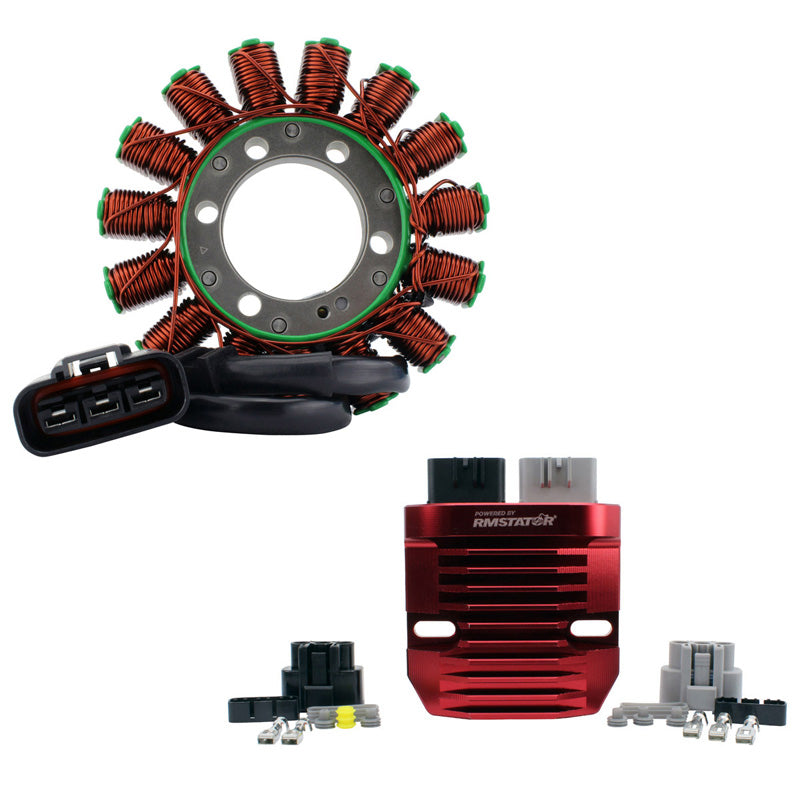 KIT STATOR + RMSTATOR RED MACHINED ALUMINUM MOSFET REGULATOR (HONDA)