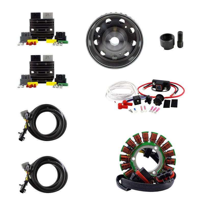 900W SPLYT STATOR + REGULATOR + DUAL BATTERY ISOLATOR + FLYWHEEL + PULLER (POLARIS)