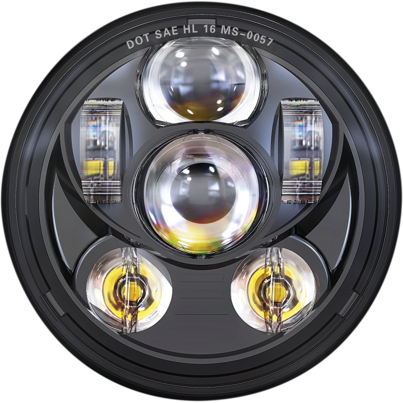 45W - 5.75" Motorcycle Headlight - Black - DOT