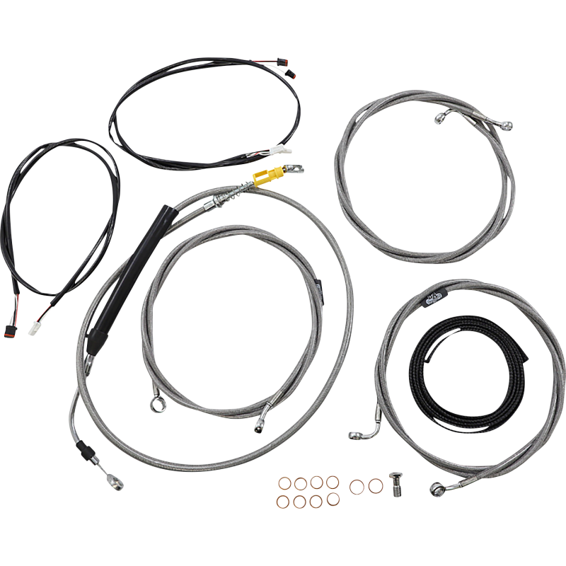 HANDLEBAR CABLE KIT 12" - 14" PLUG AND PLAY WIRING STAINLESS