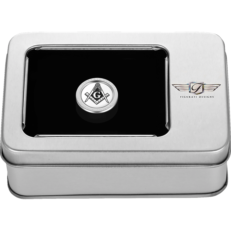 HEEL-TOE SHIFTER COVER SILVER WITH MASONIC EMBLEM