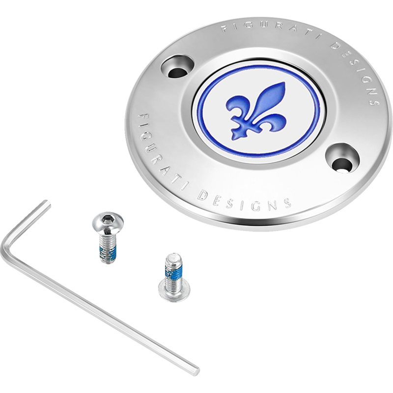 BLUE FLEUR-DE-LIS M8 TIMING COVER SILVER