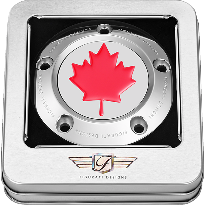 RED MAPLE LEAF TWIN CAM TIMING COVER SILVER