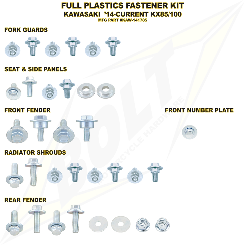 Kawasaki Full Plastics Fastener Kit