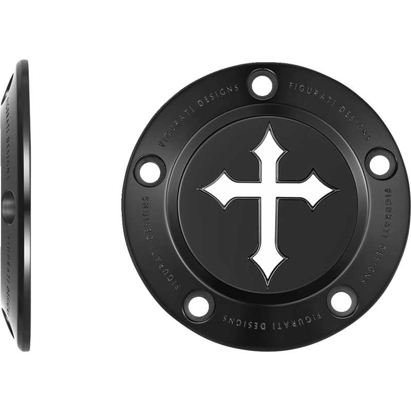 TIMING COVER BLACK WITH CROSS, 5-HOLE