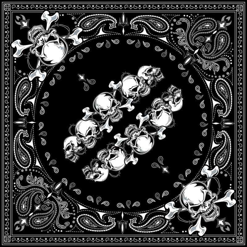 BANDANNA SKULL ROW, 22 X 22 IN