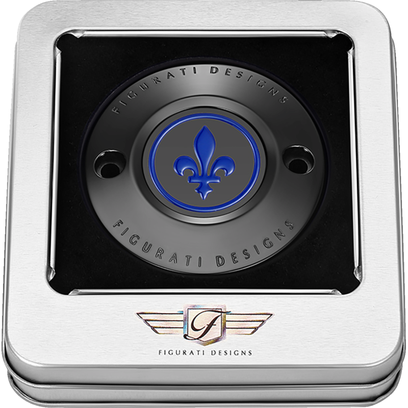 BLUE FLEUR-DE-LIS M8 TIMING COVER BLACK