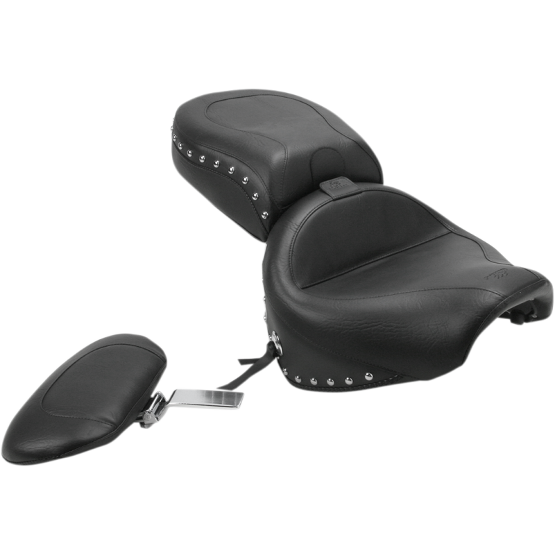 Seat Wide Touring w DBR & rear pass Blk Stud Yam Rdstar99-15