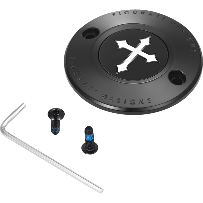 TIMING COVER BLACK WITH CROSS, 2-HOLE
