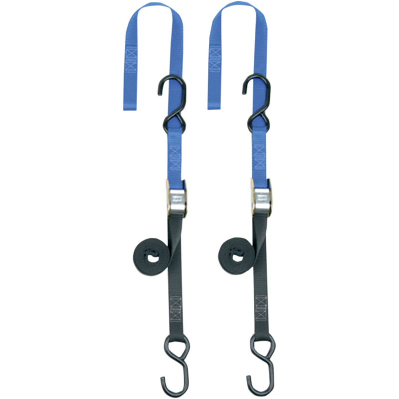 1" SOFT TYE TIE DOWNS BLACK/BLUE (PR)