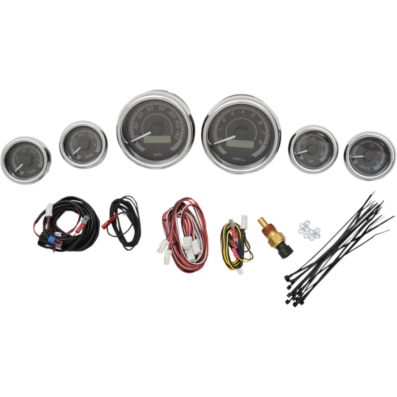 04-13 FLHT SIX GAUGE BLK/GRY W/CHR BEZEL