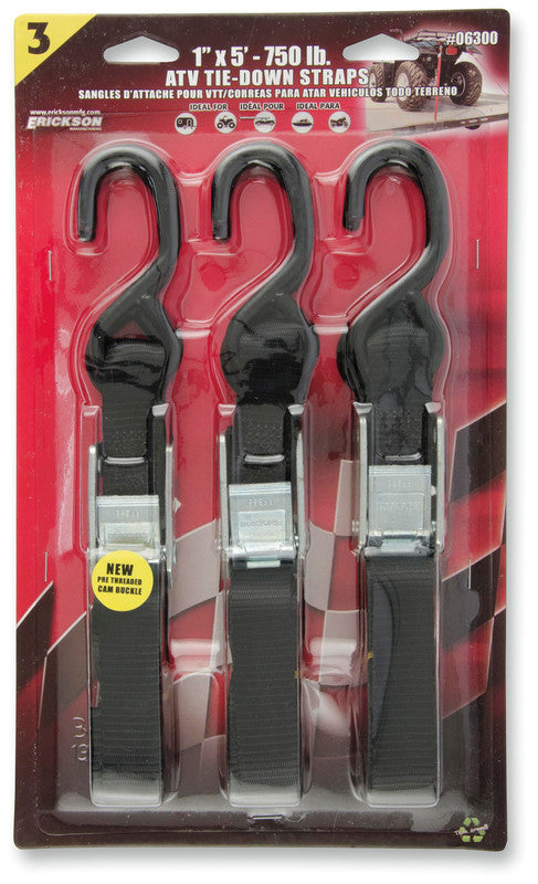 (3)1"X5' ATV TIE-DOWN BLACK