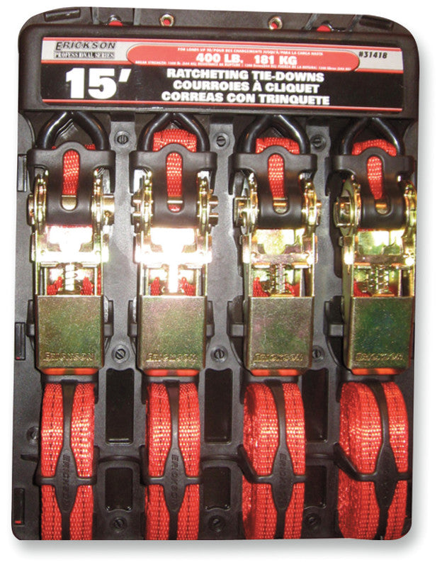 1"x15' 1200LB RATCHET STYLE TIE-DOWN 2PK