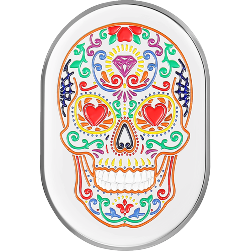 BACK FENDER COVER SILVER WITH SUGAR SKULL-LEFT
