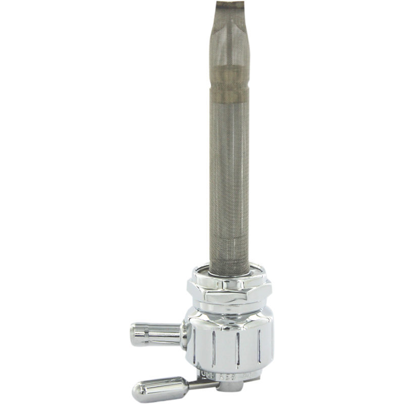 Round Fuel Valve - Grooved Chrome - 22 mm