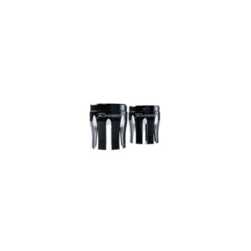 17-23 FLH 4" SO MUFFLERS CHR/BLK CASTLE END CAPS*