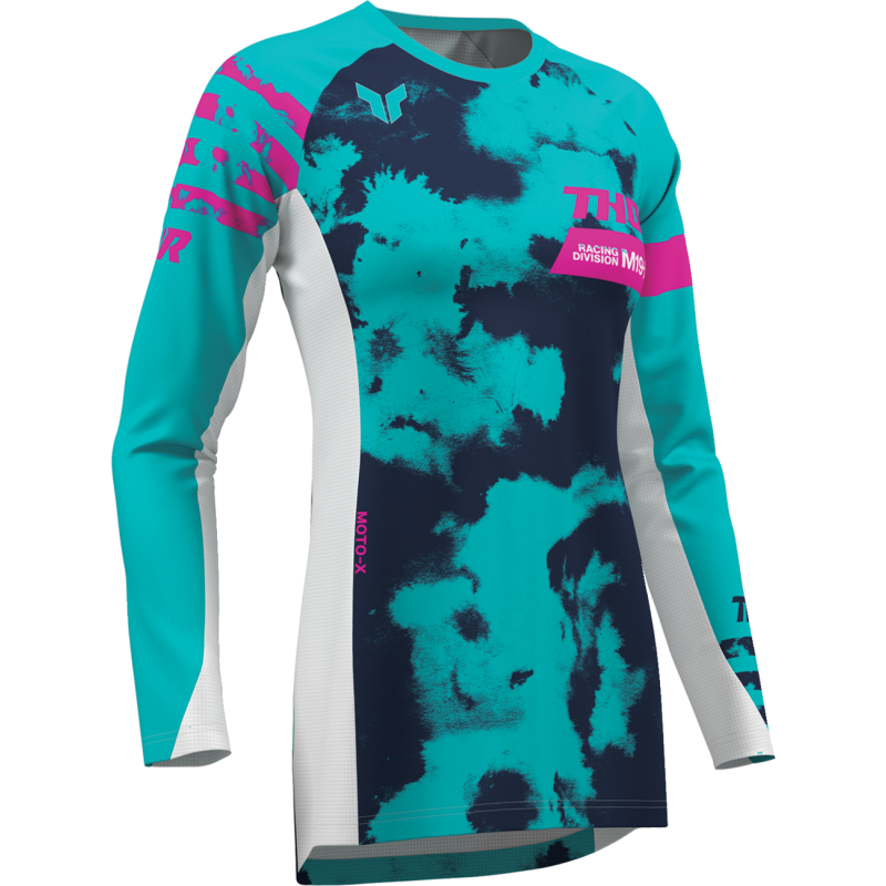 JERSEY WMN LAUNCHMODE BLEACH WT/AQ M