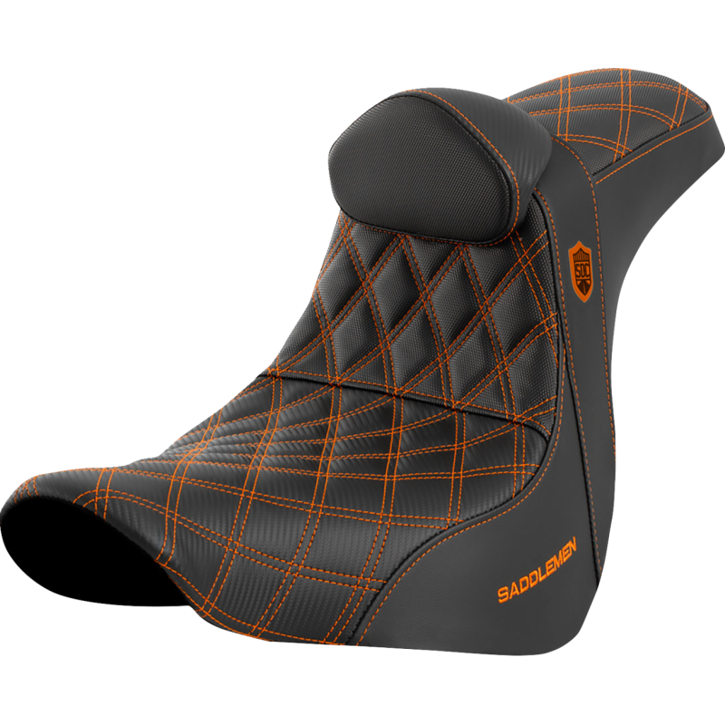 SEAT SDC PERF GRIPPER W/BR ORANGE STITCH
