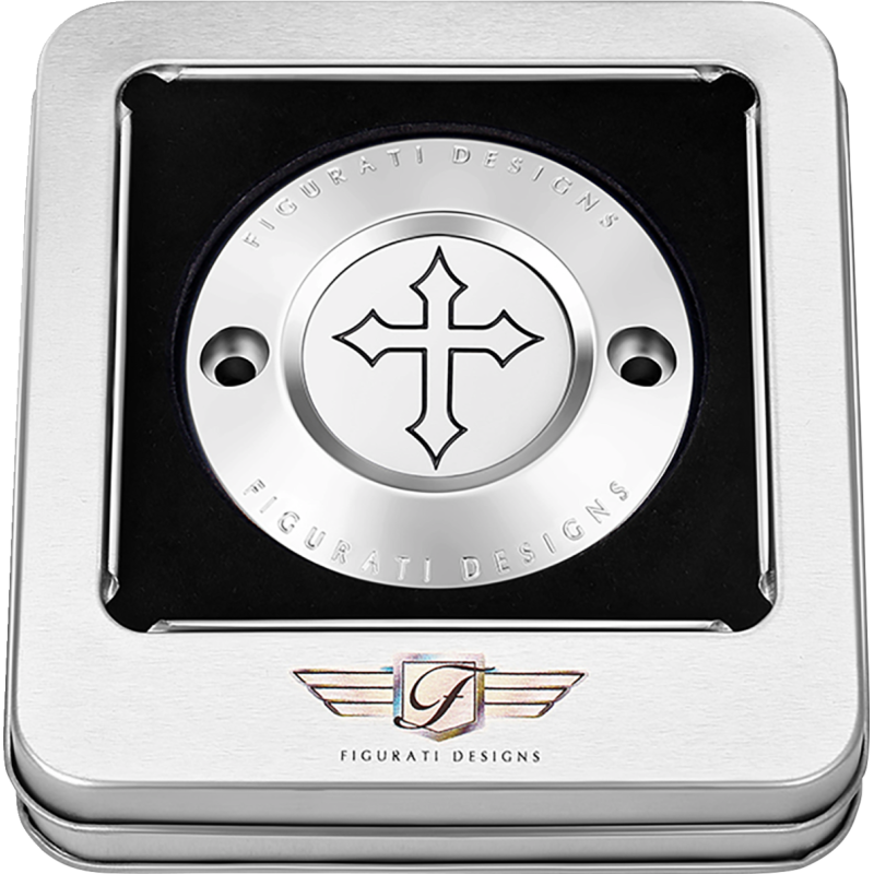 TIMING COVER SILVER WITH CROSS, 2-HOLE