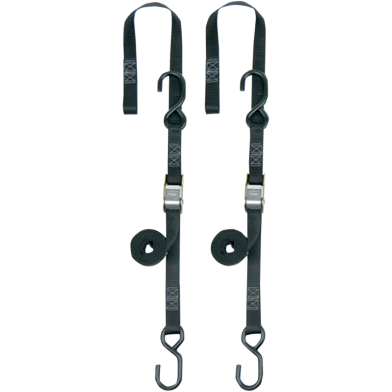 1" SOFT TYE TIE DOWNS BLACK/BLACK (PR)