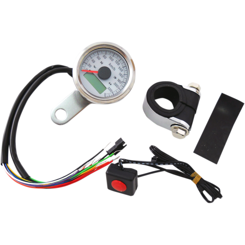 SPEEDO W/4LTS KPH SS/WHT