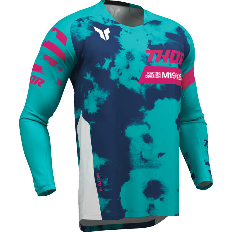 LAUNCHMODE BLEACH JERSEY WHT/AQ 2XL