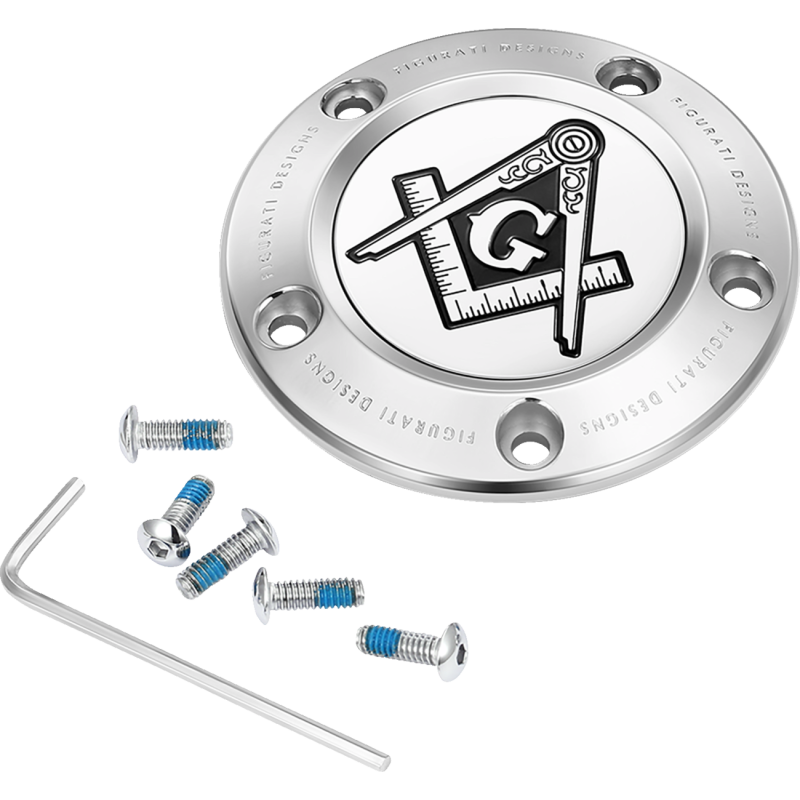 TIMING COVER SILVER WITH MASONIC EMBLEM, 5-HOLE