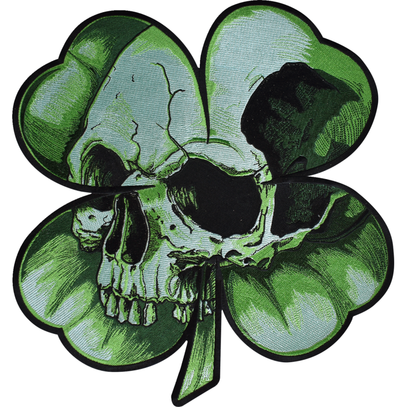Shamrock Clover Skull Embroidered Patch - Large