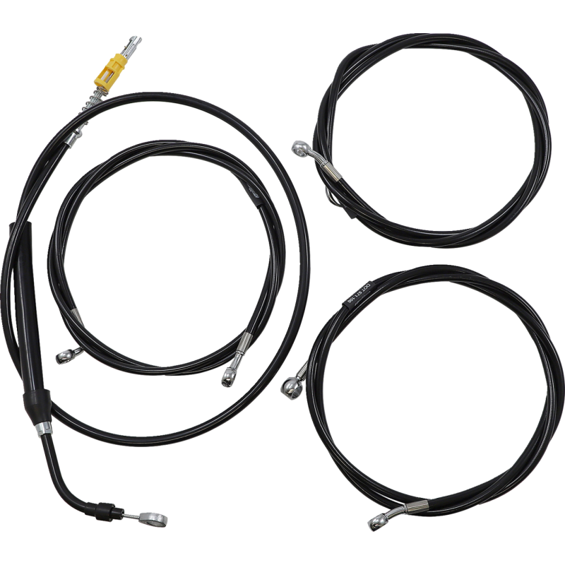 HANDLEBAR CABLE KIT 12" - 14" WITH WIRING BLK VINYL
