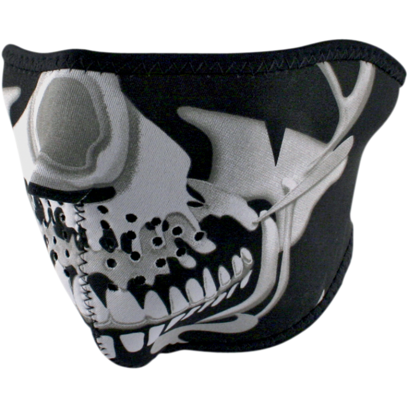 NEOPRENE 1/2 FACE MASK CHROME SKULL