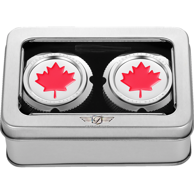RED MAPLE LEAF FRONT AXLE NUT COVER SILVER
