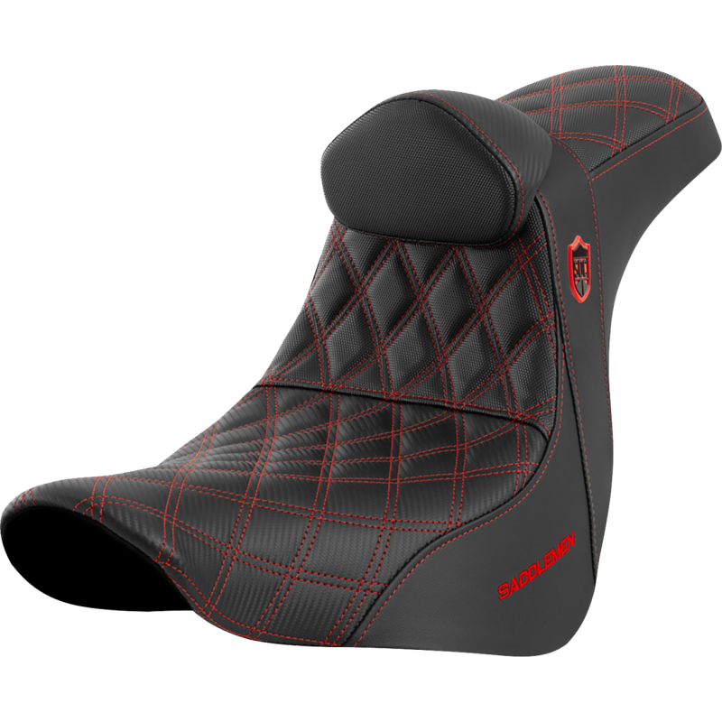 SEAT SDC PERF GRIPPER W/BR RED STITCH