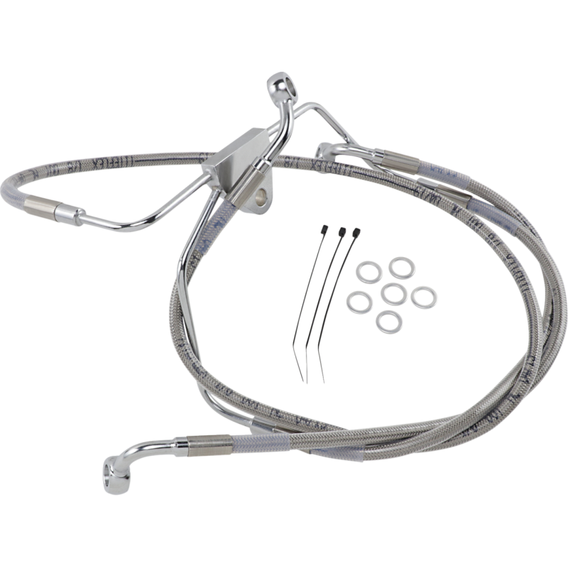 96-07 FLHT/X FRT S/S BRAKE LINE KIT +6