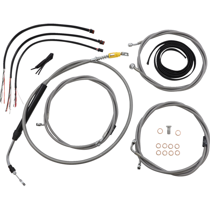 HANDLEBAR CABLE KIT 18" - 20" WITH WIRING STAINLESS