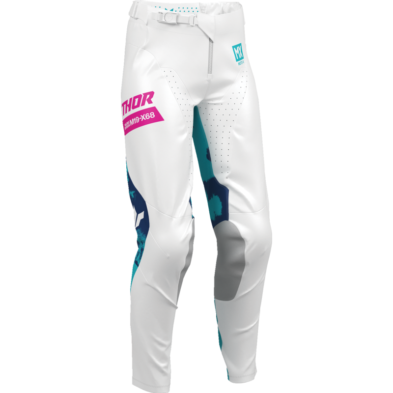 LAUNCHMODE BLEACH WMN PANT WHT/AQ 3/4