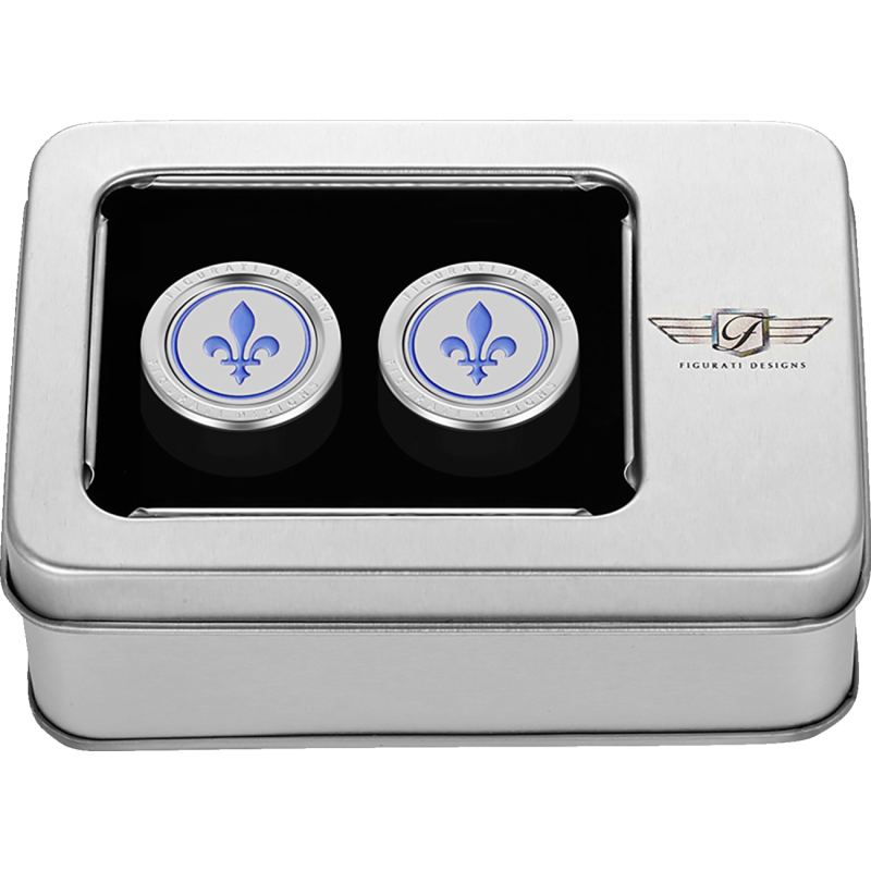 BLUE FLEUR-DE-LIS DOCKING COVERS SILVER 27X32mm