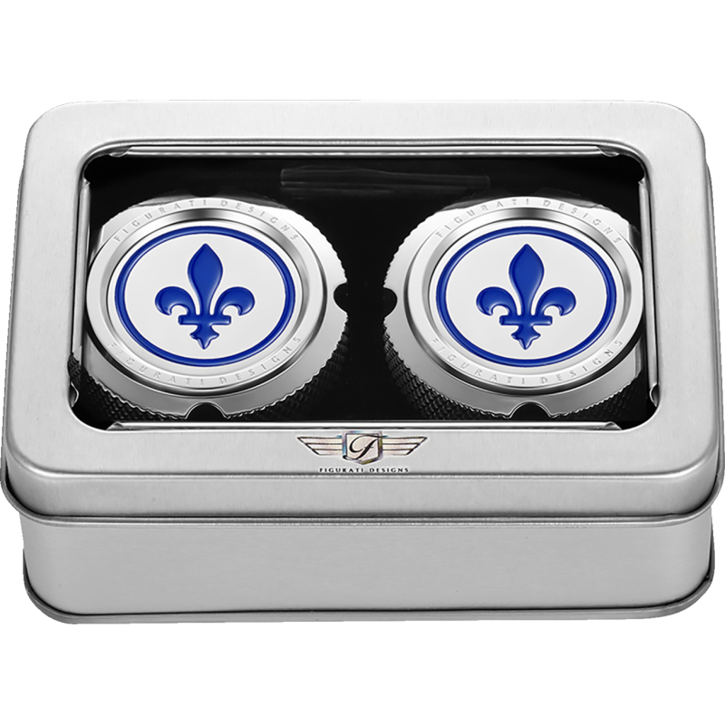 BLUE FLEUR-DE-LIS FRONT AXLE NUT COVER SILVER