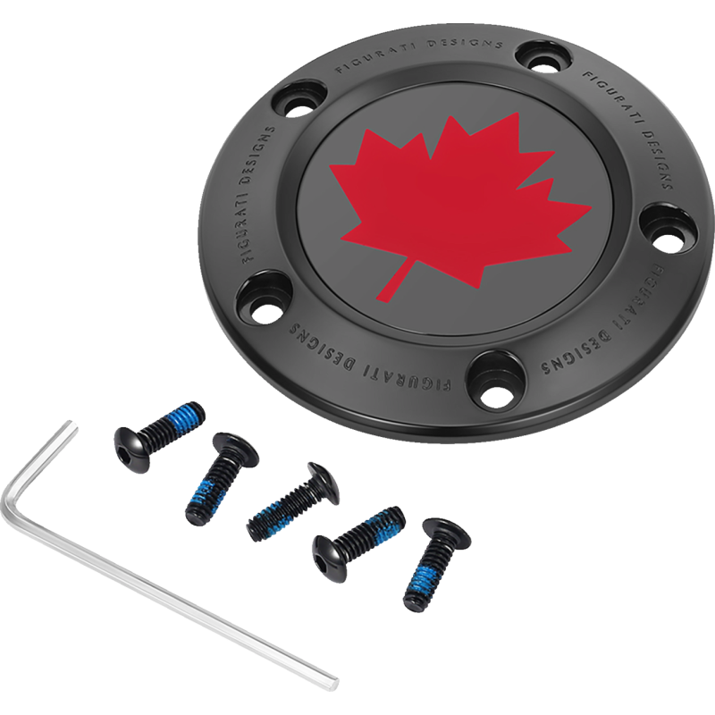 RED MAPLE LEAF TWIN CAM TIMING COVER BLACK