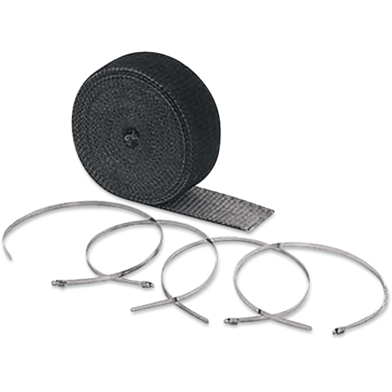 2"X25' BLACK EXHAUST WRAP W/ CLAMPS