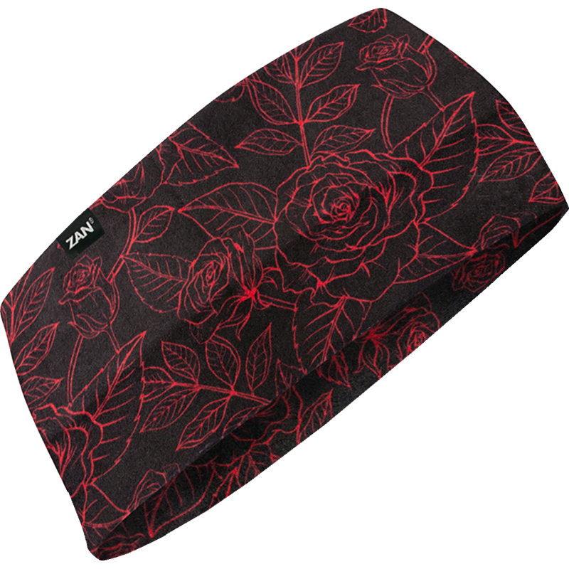 HEADBAND SPFL BLACK & RED ROSES