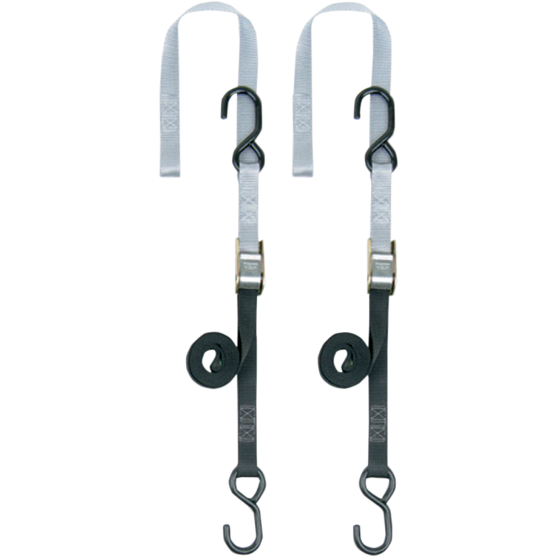 1" SOFT TYE TIE DOWNS BLACK/SILVER (PR)